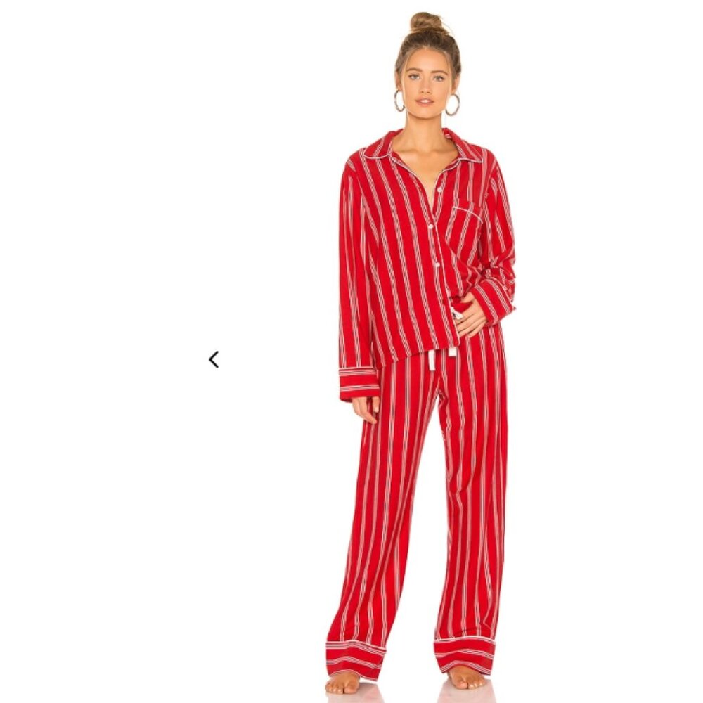 Michael Stars Classic PJ Set Red White Stripes Size Medium